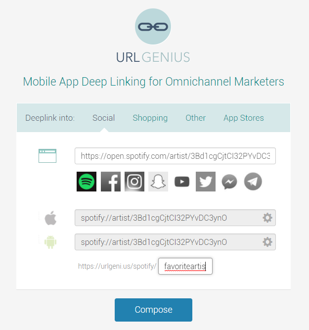 Spotify Deep Linking with URLgenius for Tracking App Opens