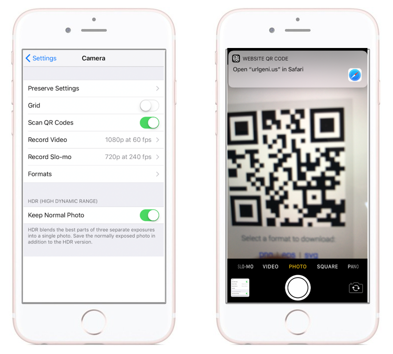 Apple iOS Camera with Built-In QR Code Scanning Capability  - Great for App Deep Linking