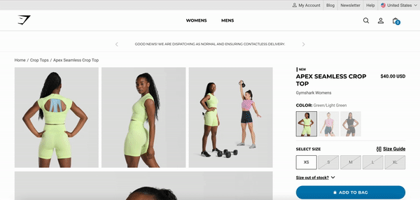 Imagenes de un producto Gymshark - Marca ropa y accesorios fitness
