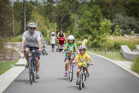 Sydney Park is a family favourite, with kilometres of shared paths to ride.