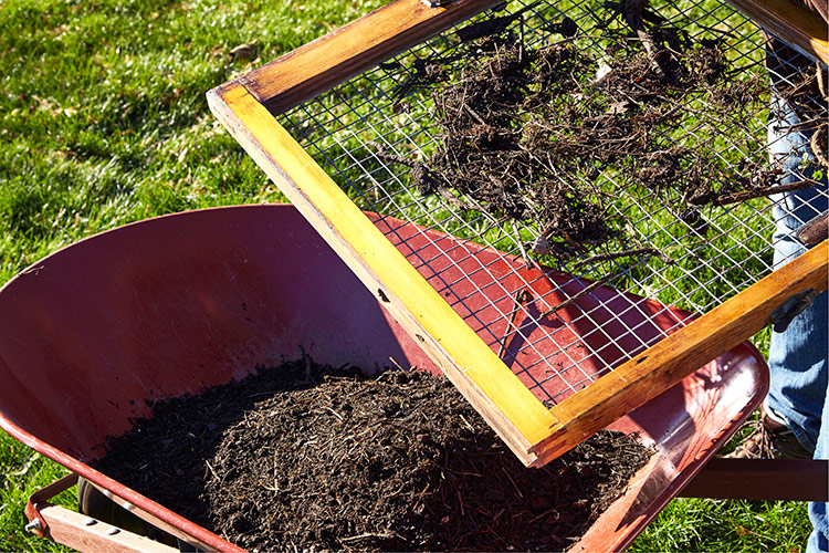 sifting compost: 1-in. mesh hardware cloth will help separate the compost you want and the compost you can toss back into the pile to break down even more.