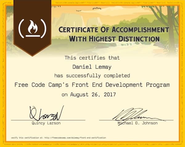 Free Code Camp Front End Certificate