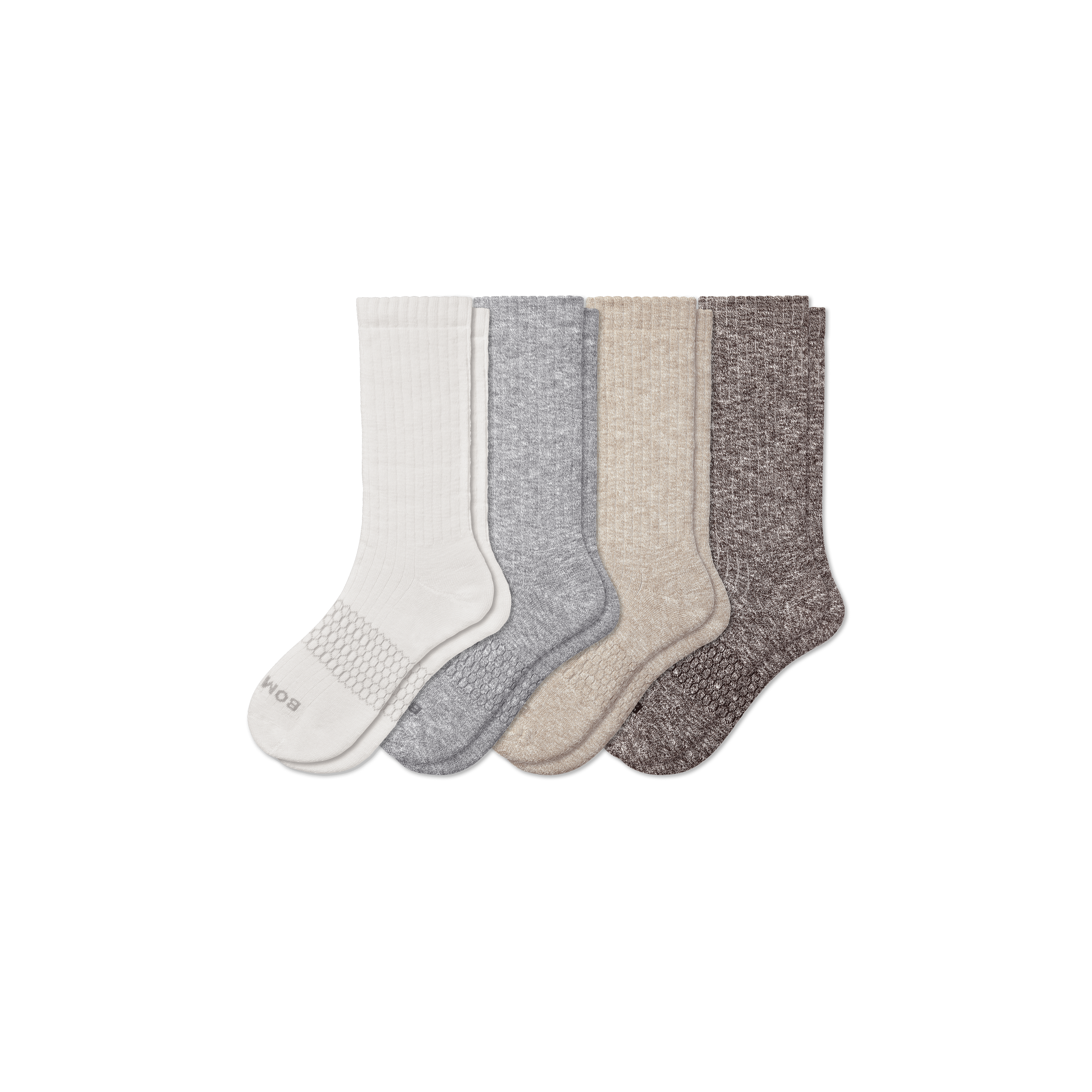 Bombas Chunky Ragg Calf Sock 4-pack In Soft White Taupe