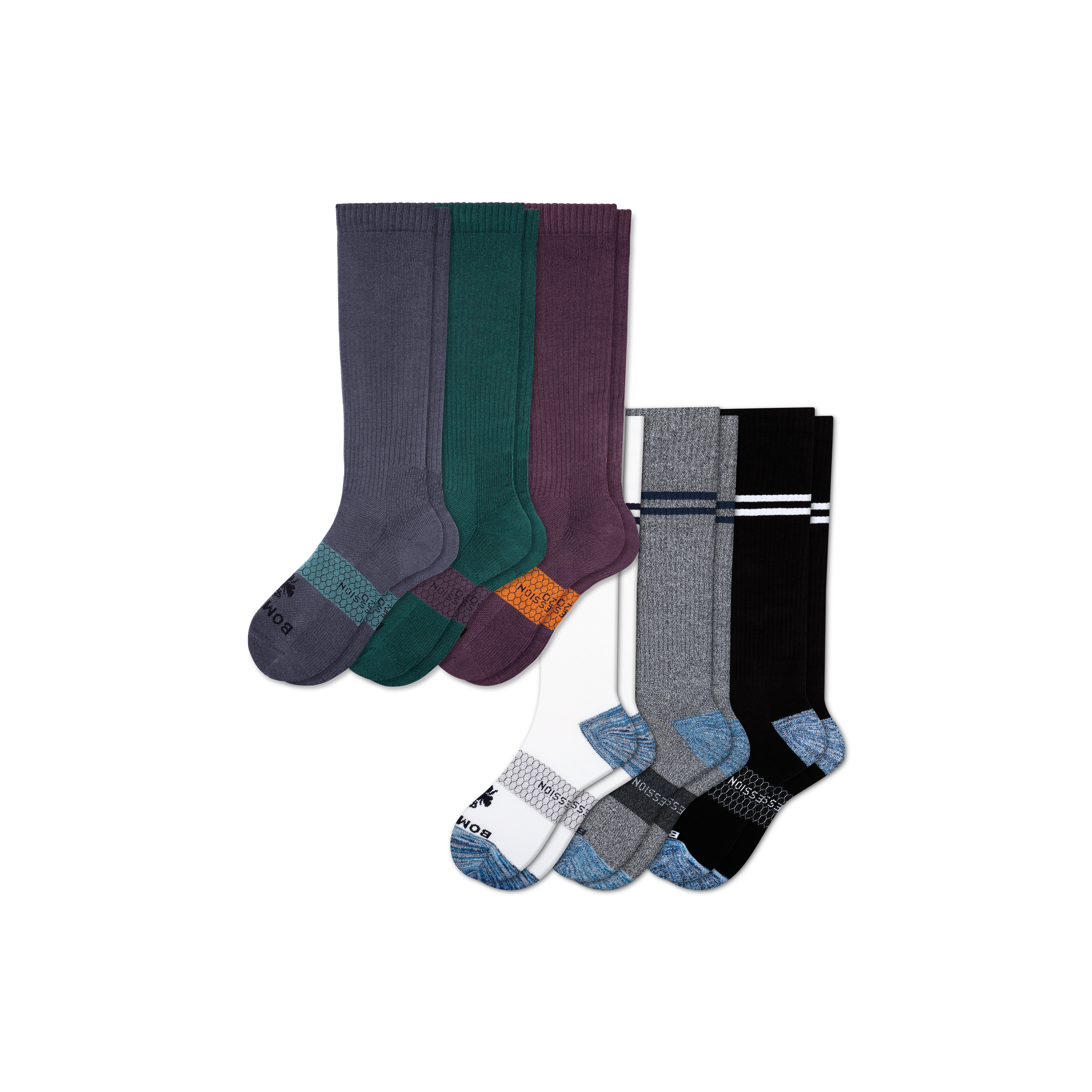Bombas Everyday Compression Sock 6-pack (15-20mmhg) In Galaxy Teal Mix