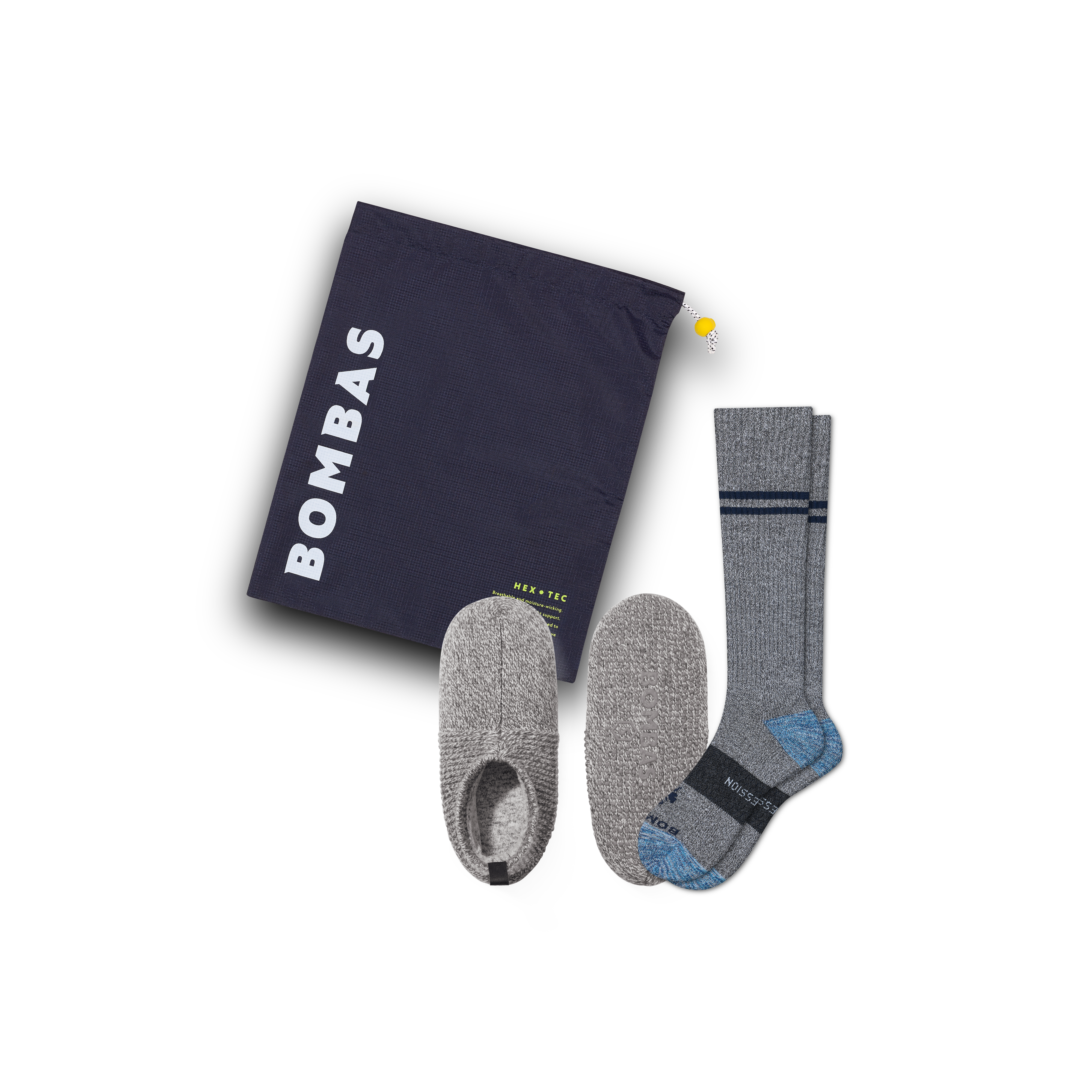 Bombas Travel Compression Sock And Classic Gripper Slipper 2-pack In  Charcoal Heather