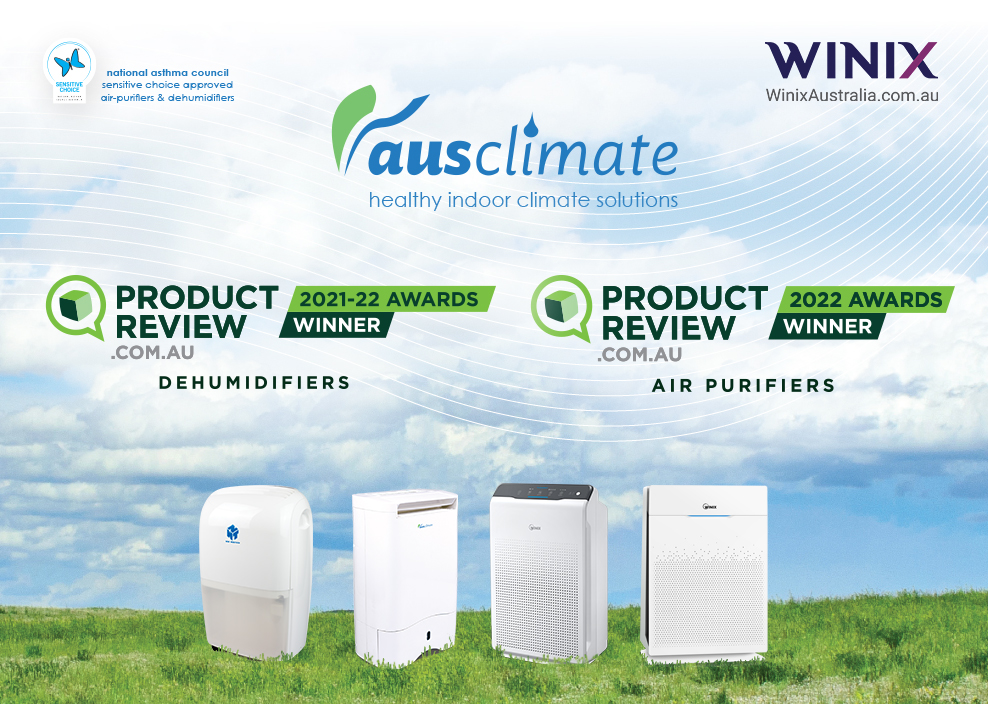 Ausclimate-2022-Product-Review-Air-Purifier-Dehumidifier-Awards-on-Sky-Background