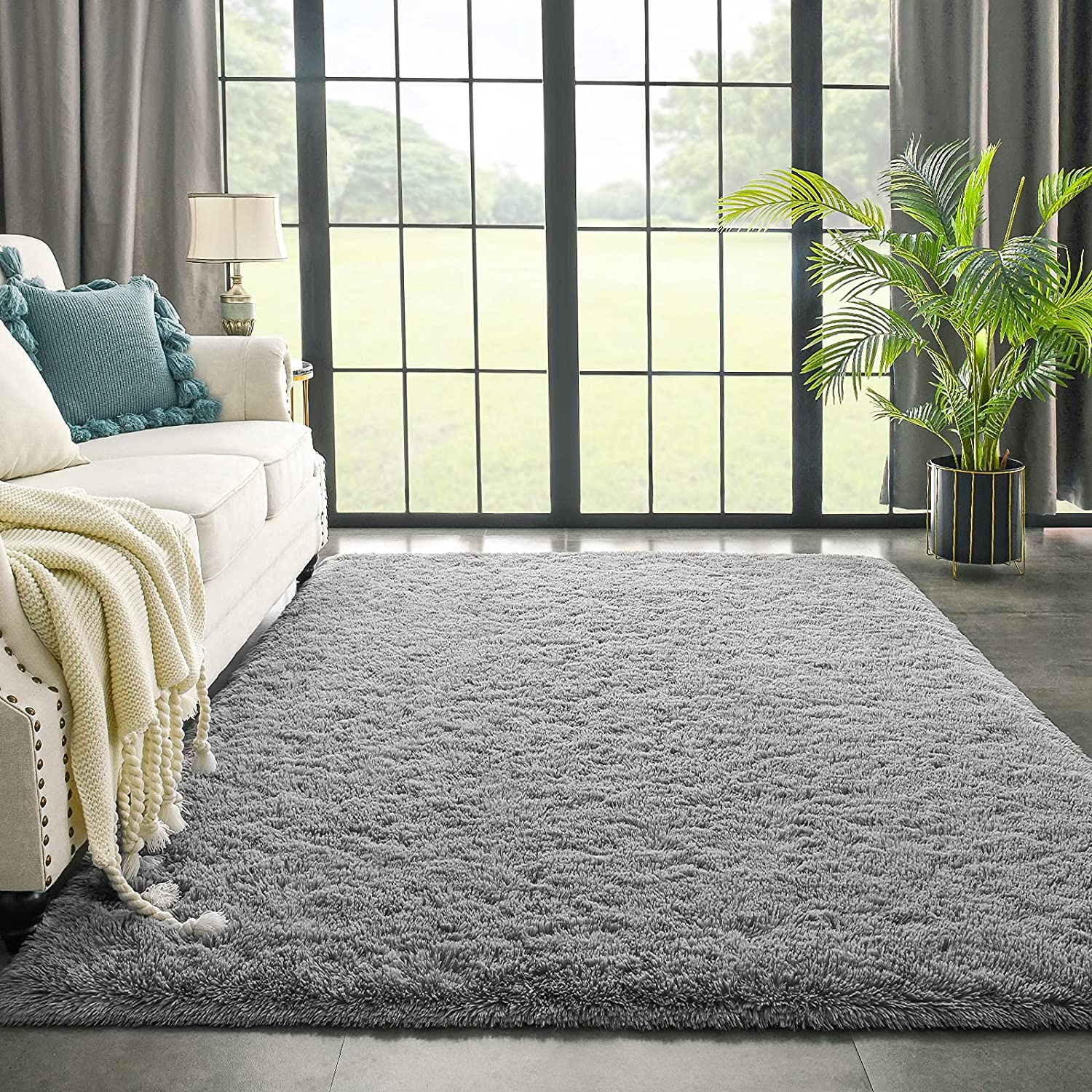 Grey Area Rug for Bedroom Living Room Carpet Home Décor