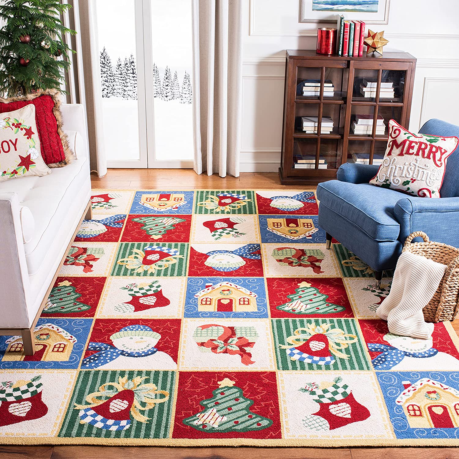 Safavieh Chelsea Collection Hand-Hooked Christmas Novelty Wool Area Rug