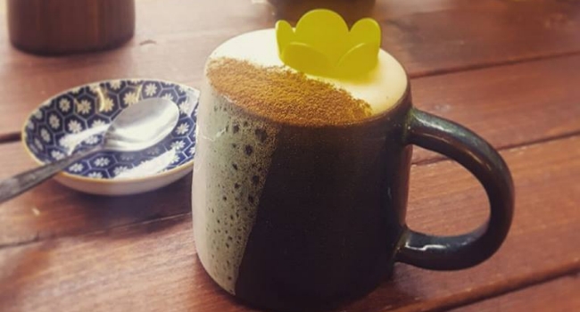 Cinnamon chai latte at Lovelocks Coffee Shop in Liverpool