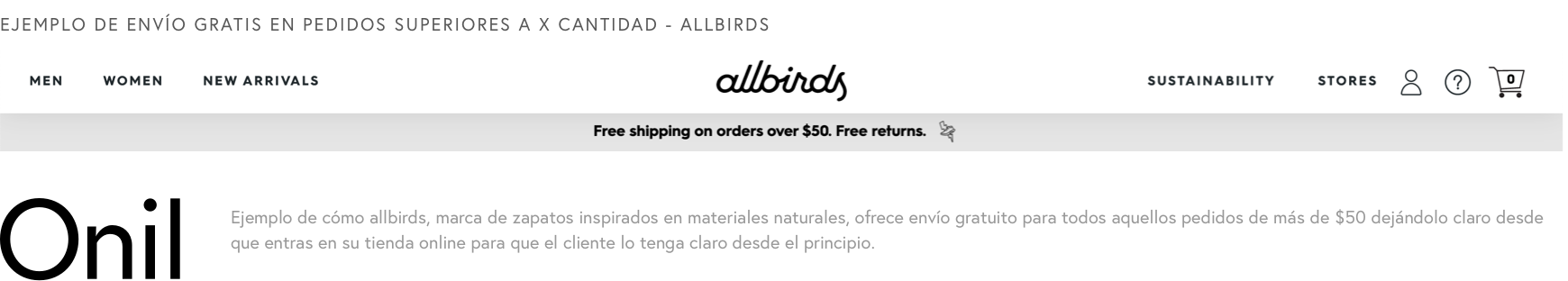 Example of free shipping on orders over X amount - allbirds