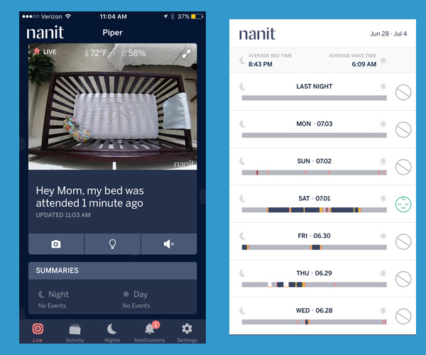 Captures d'écran de l'application Nanit Baby Monitor