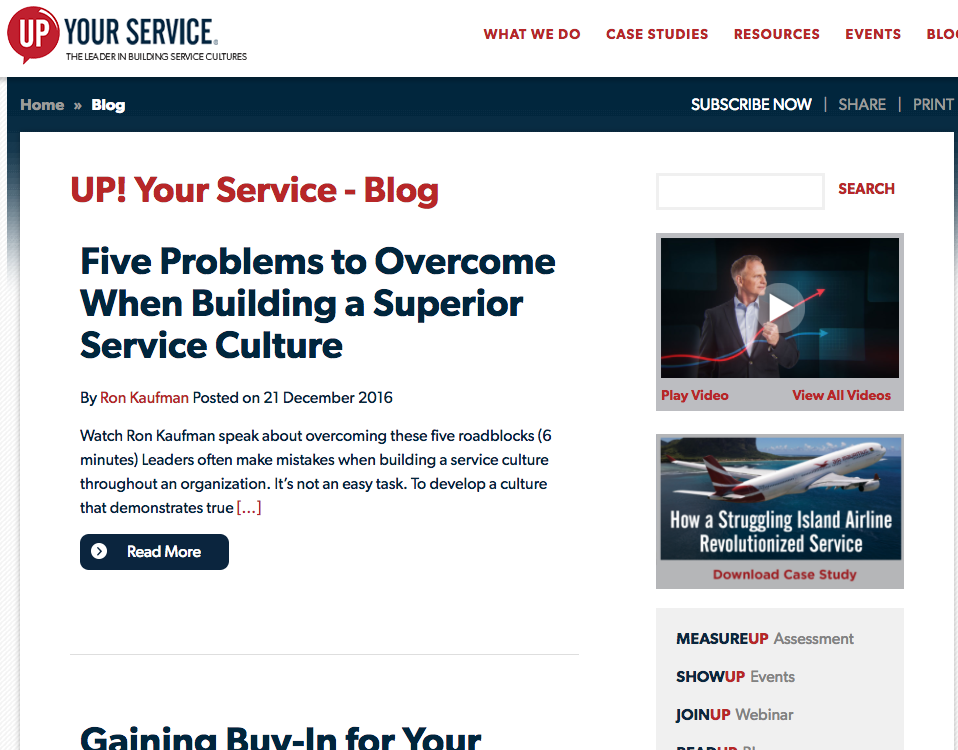 Up your service blog