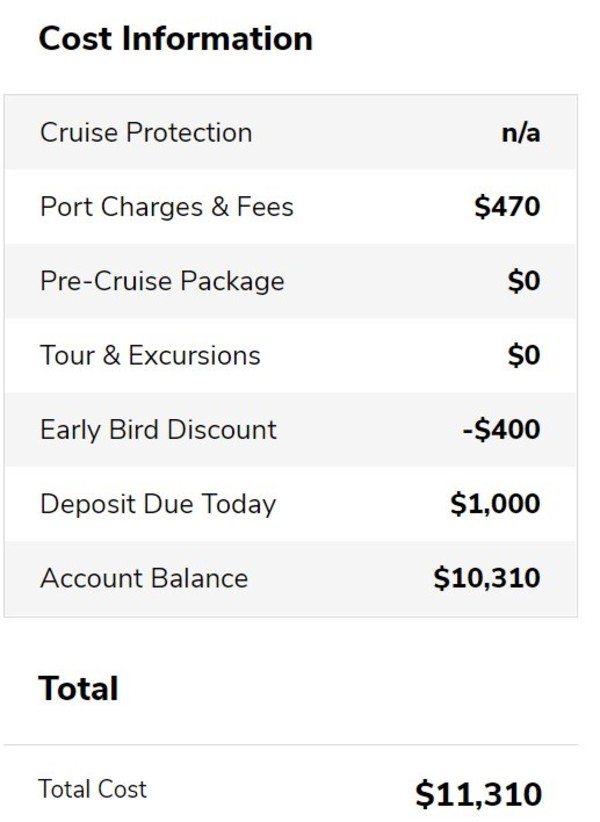 Cruise Cost Calculation