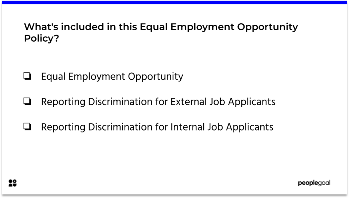 Whats included in this Equal Employment Opportunity policy