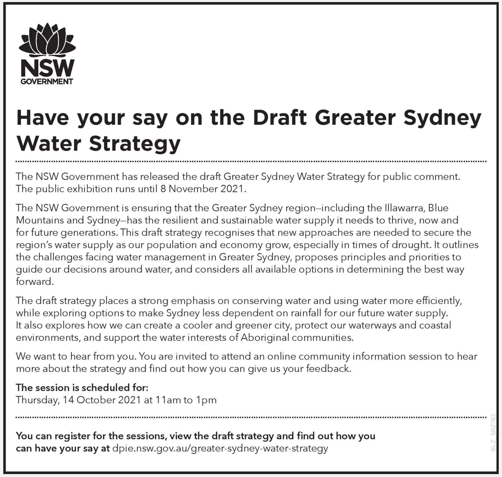 Have Your Say Greater Sydney Water Strategy