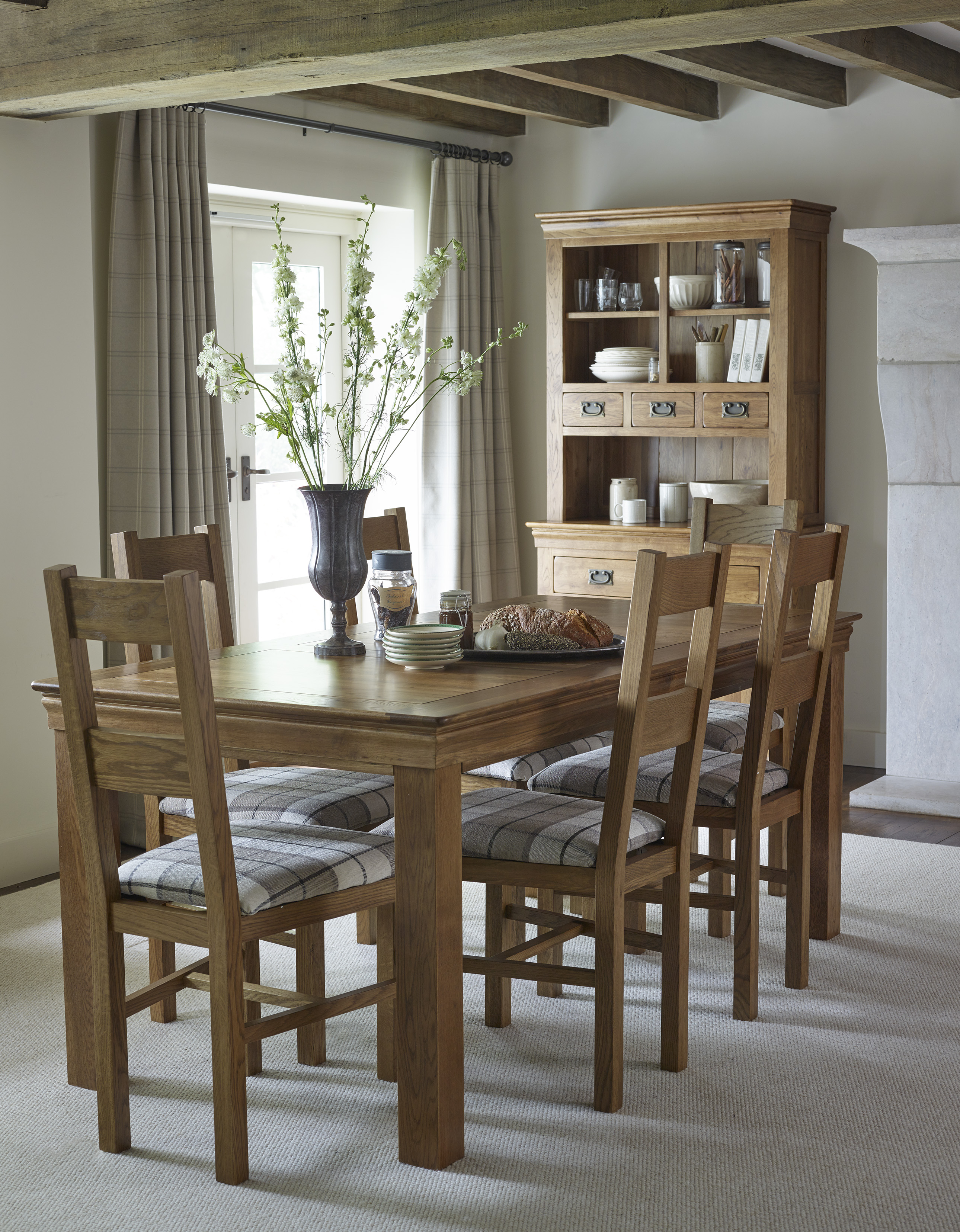 rustic farmhouse style dining furniture in dining room