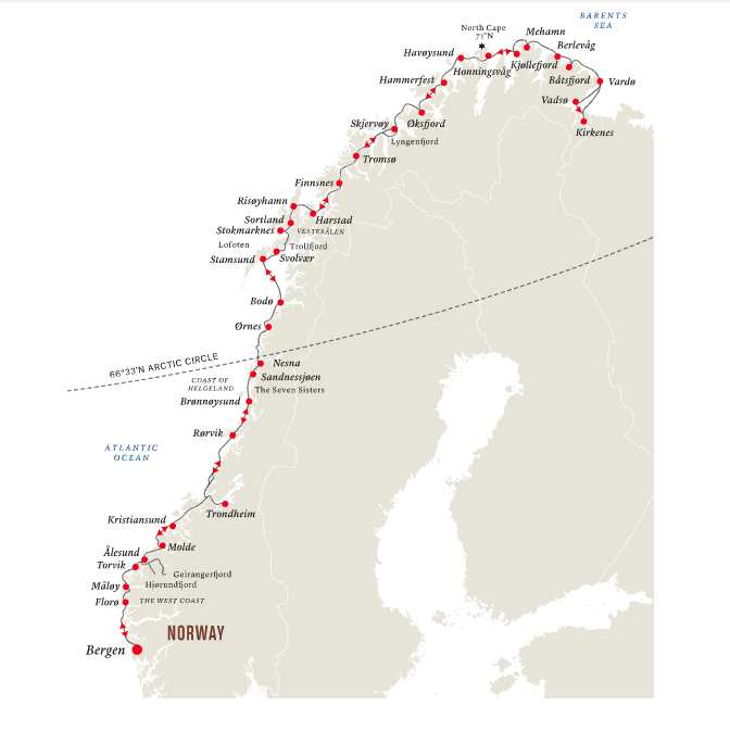 Hurtigruten Voyage Map