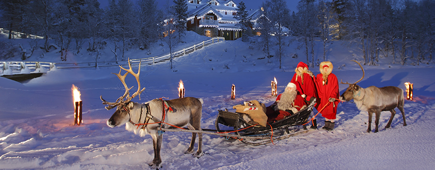 white christmas finland santa and sleigh