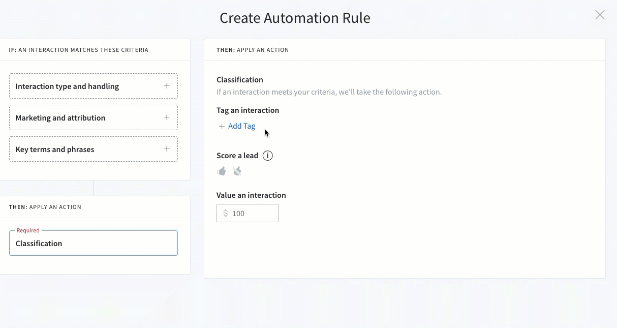 Tag in automation rules