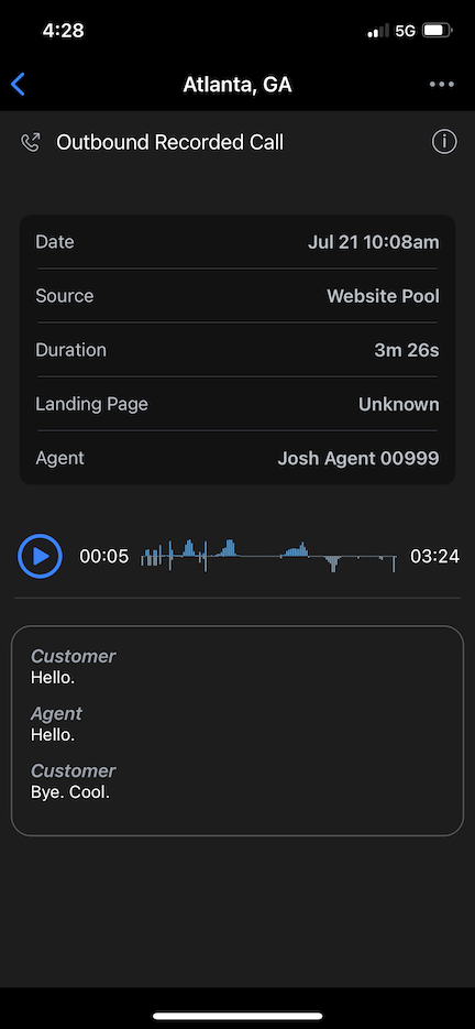 iOS call recording screenshot 