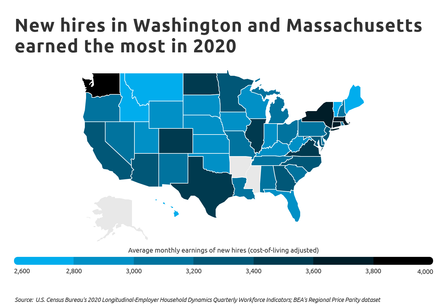 New hires in WA and MA earned the most in 2020