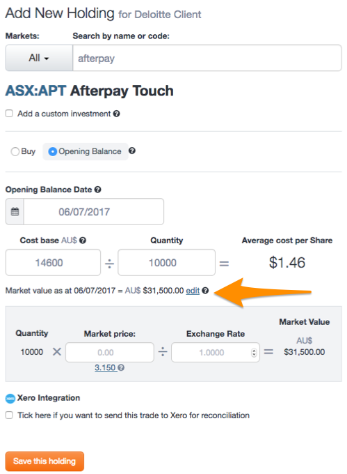Opening Balance Afterpay