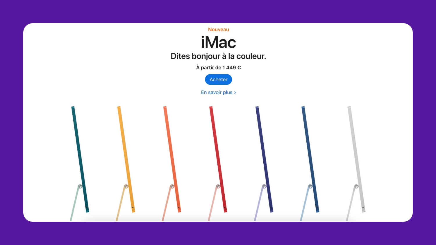 Apple iMac French product page 