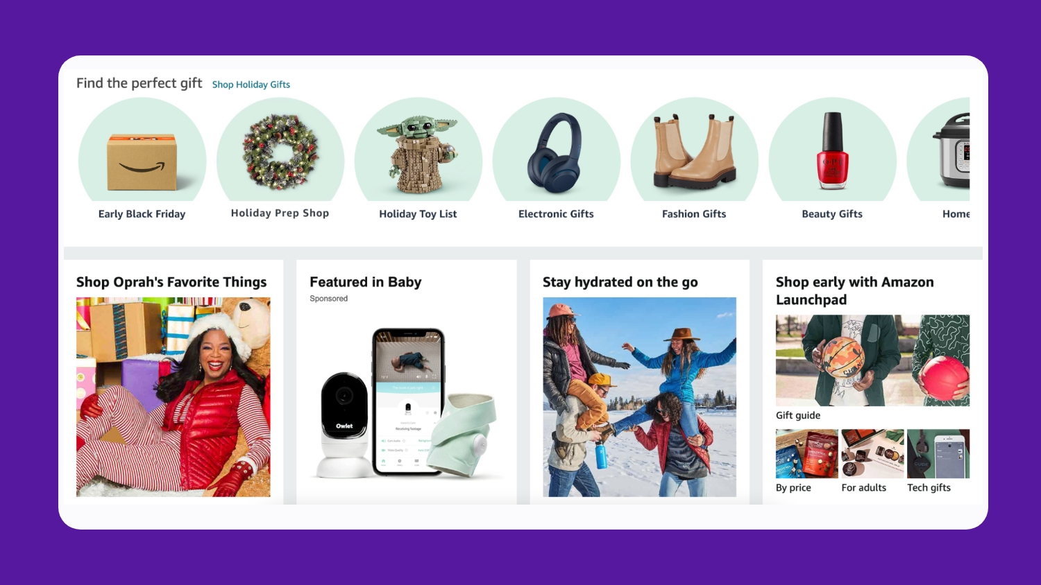 US-based personalized holiday shopping on Amazon Website