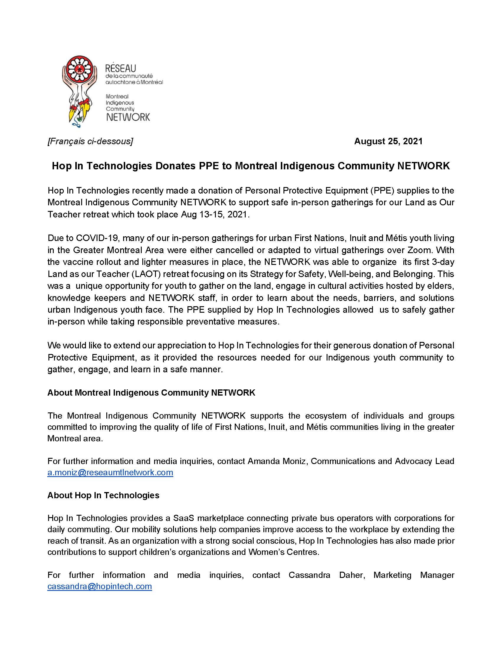 Hop In Tech & Montreal Indigenous Community NETWORK - Letter Final Page 1