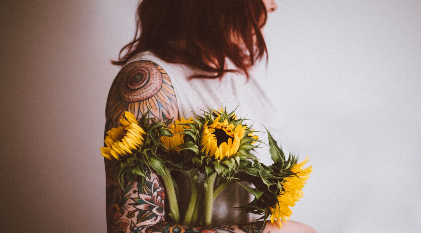 redhead tattoos sunflowers