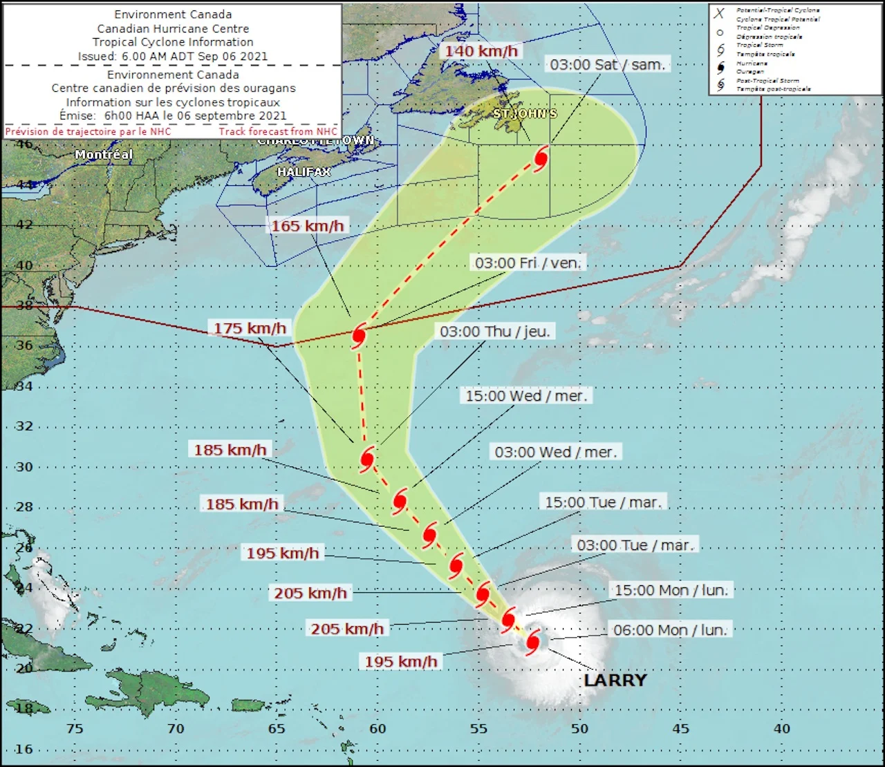 Canadian Hurricane Centre track/Larry