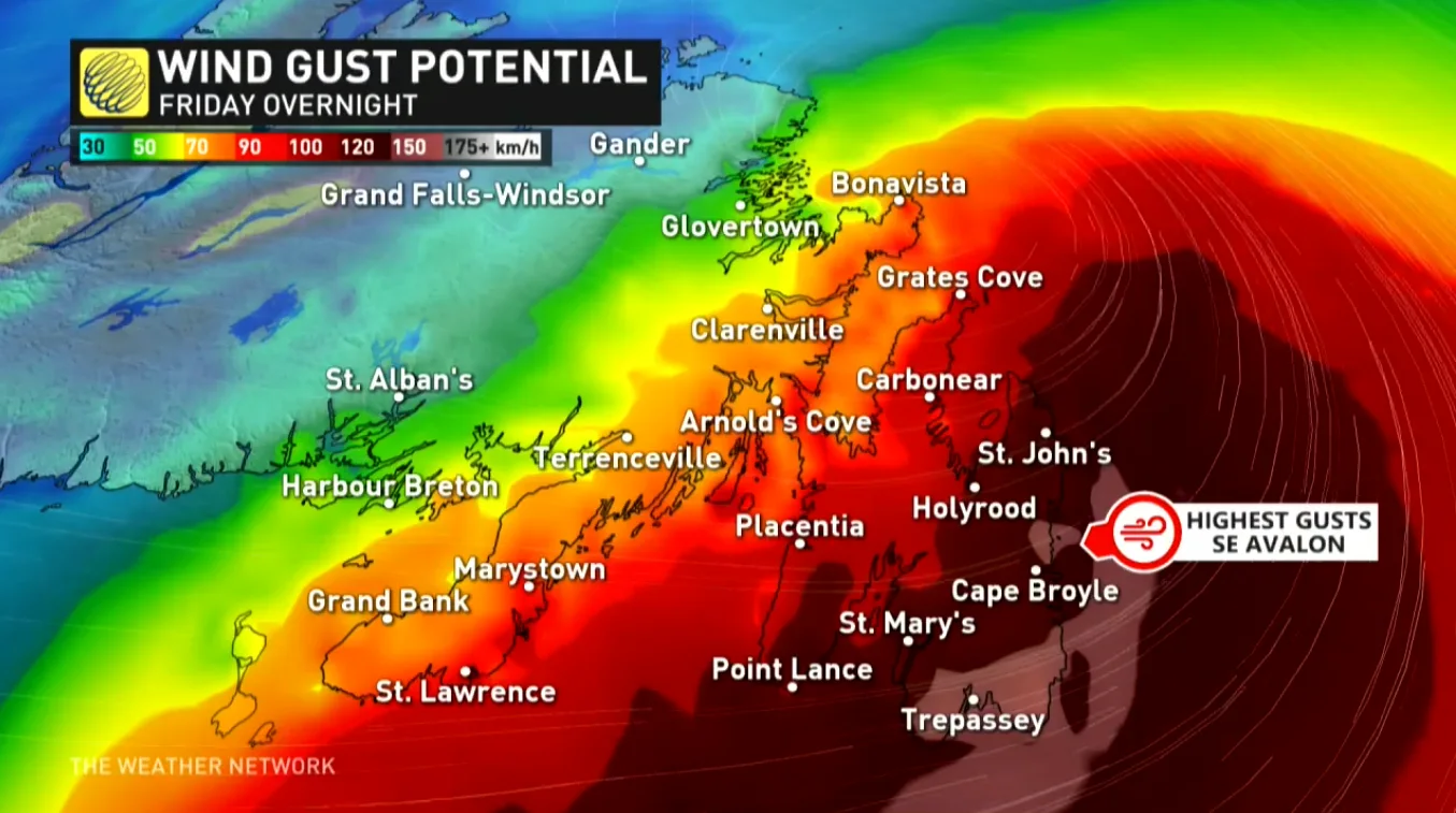 Hurricane Larry wind gust potential