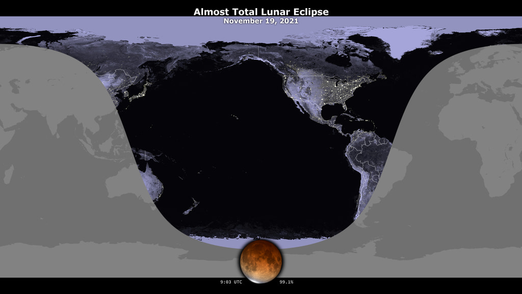 Almost total lunar eclipse 20211119 map - NASA