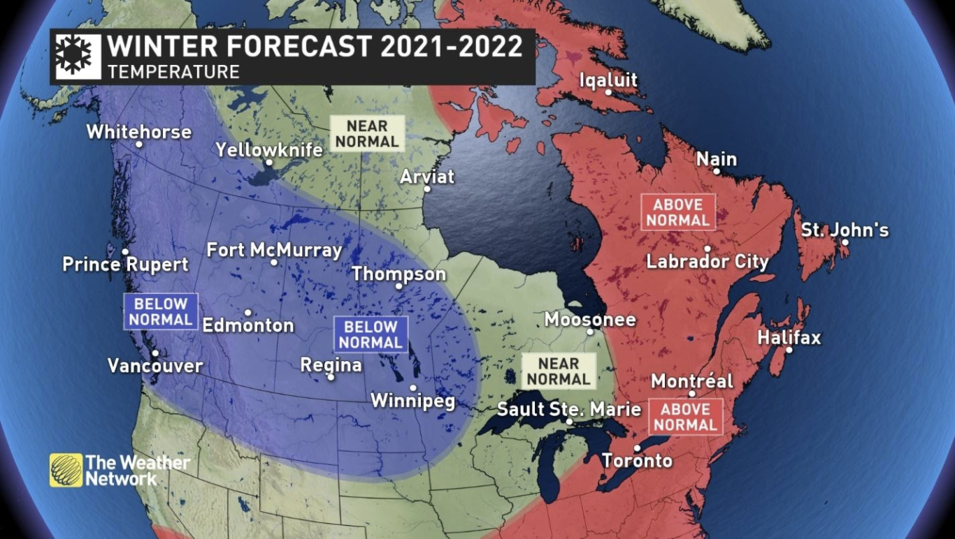 冬季预测 2021-22 温度模式