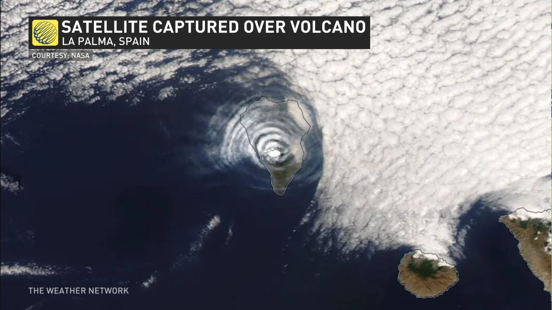 Satellite imagery over La Palma volcano