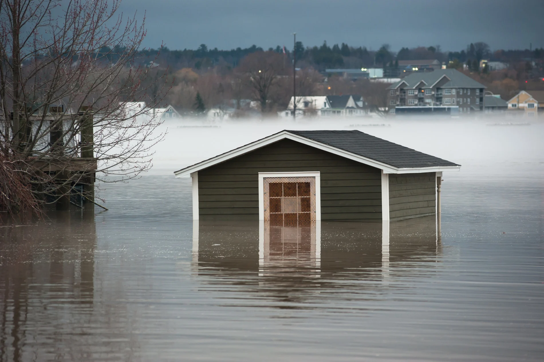 Flooded shed in downtown Fredericton, New Brunswick, Canada in 2019. (by Marc Guitard. Moment. Getty Images)