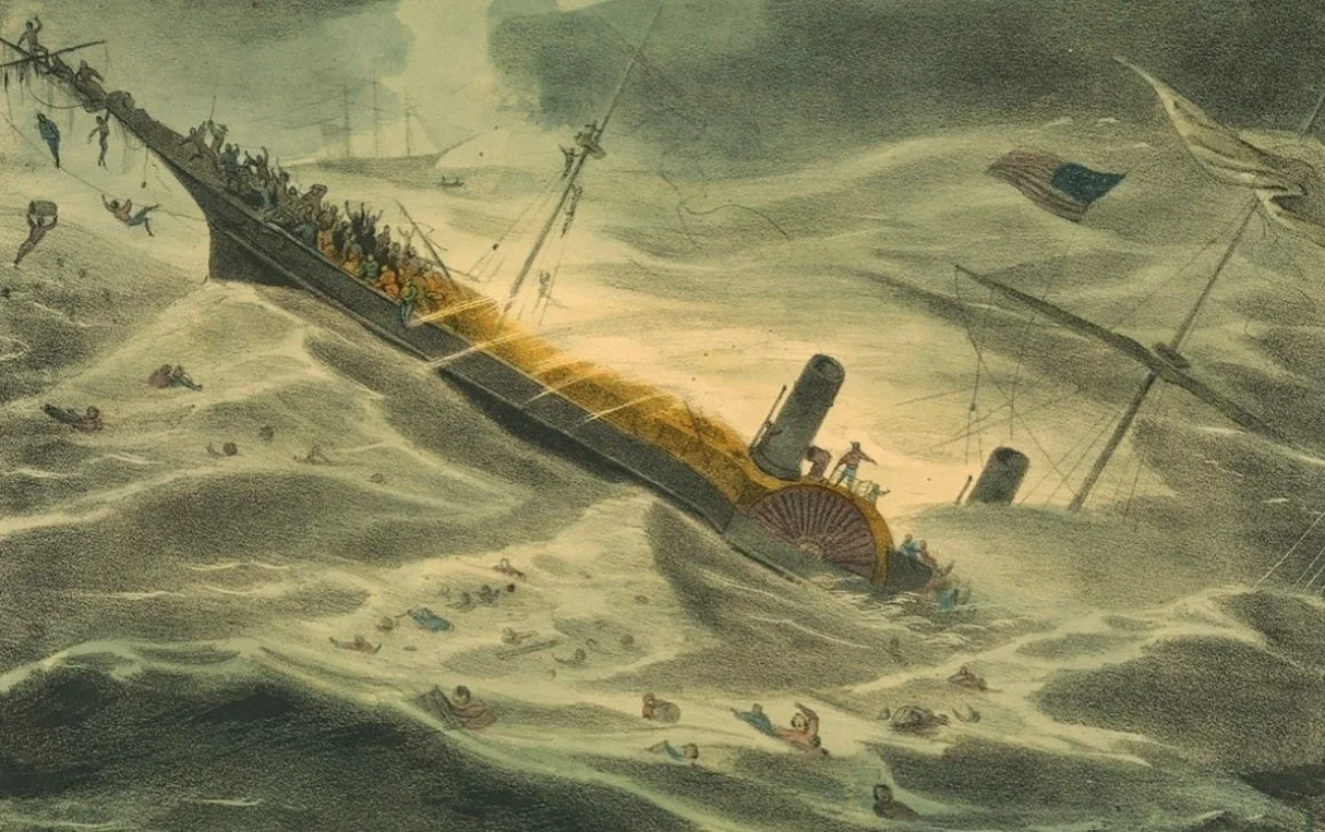 A depiction of the sinking