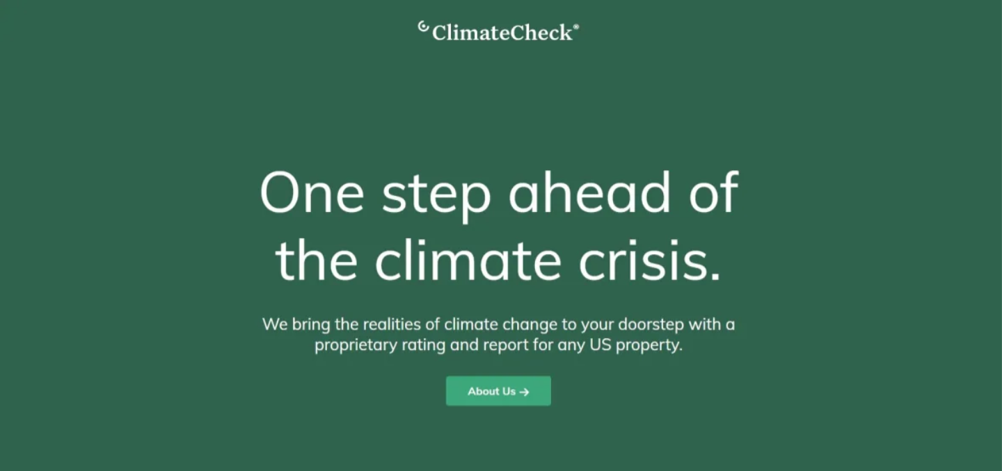 The ClimateCheck website provides a free climate risk assessment for any address in the U.S. The company is working on a tool for Canada, too. (Screenshot/ClimateCheck.com)