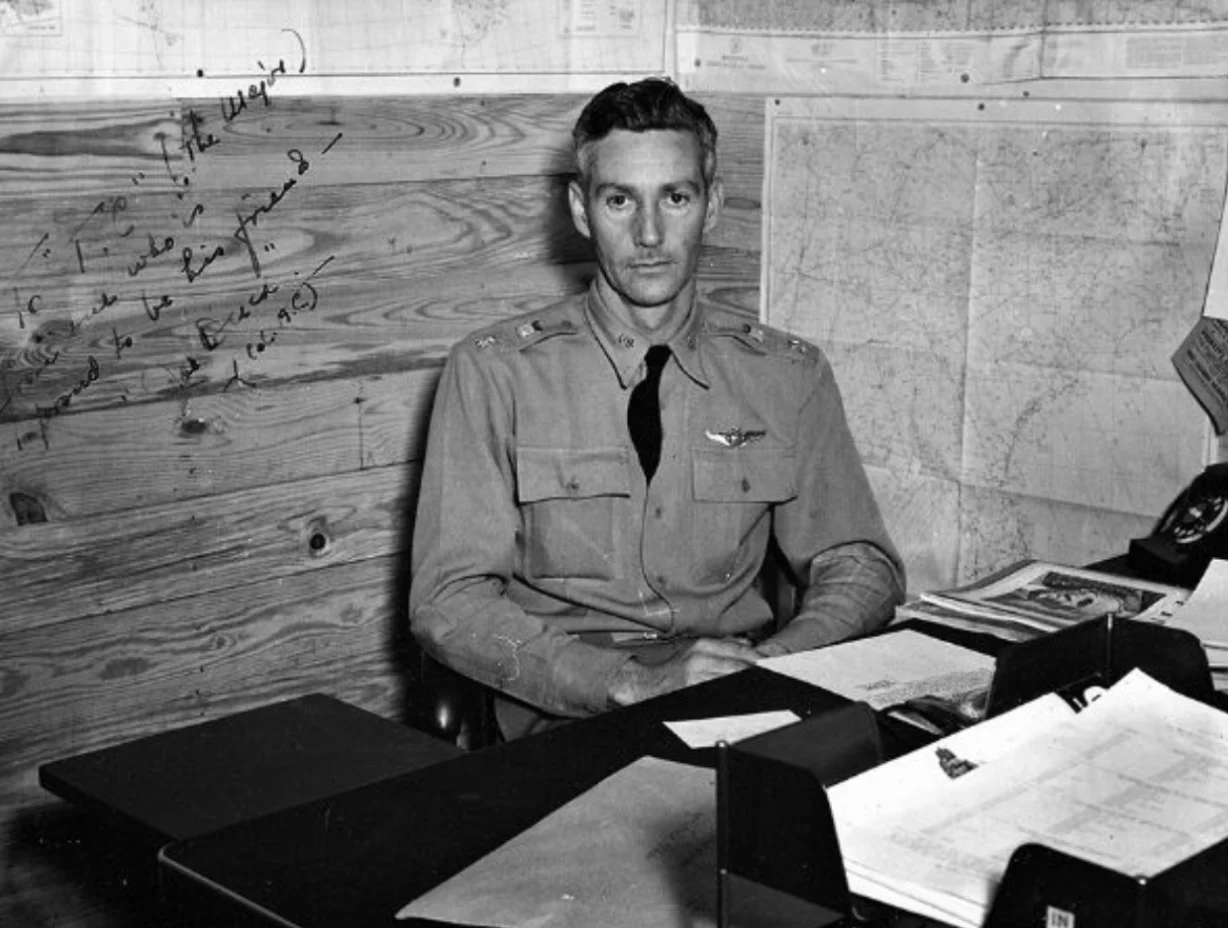 Lt. Col. Joseph Duckworth is shown at his desk at Columbus Army Air Field in 1942. Courtesy NOAA