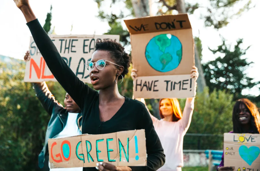 Young activists gather to demonstrate against global warming. (LeoPatrizi. E+. Getty Images.)