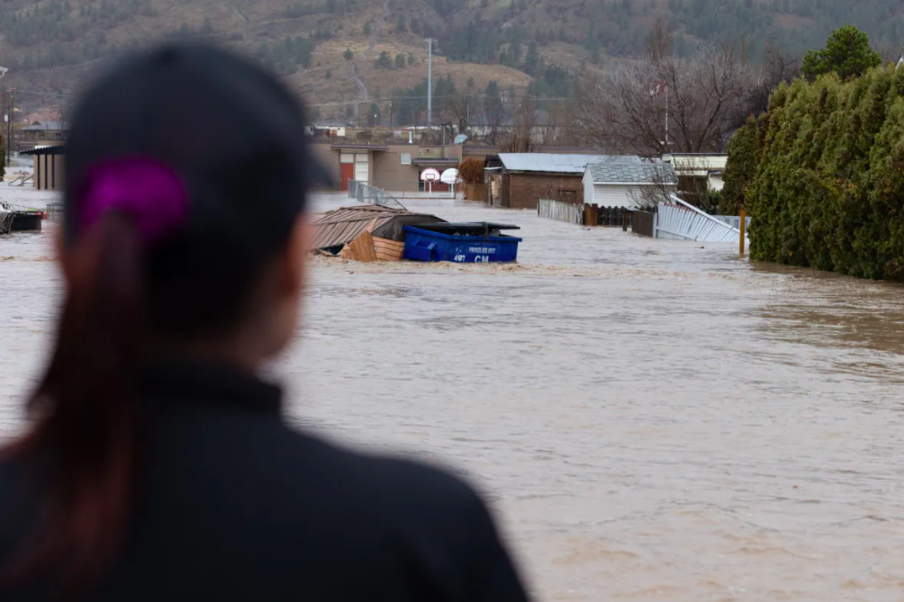 Woman watches flood waters B.C. Maggie MacPherson/CBC