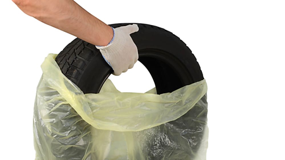 Cleaned tire into a bag for storage