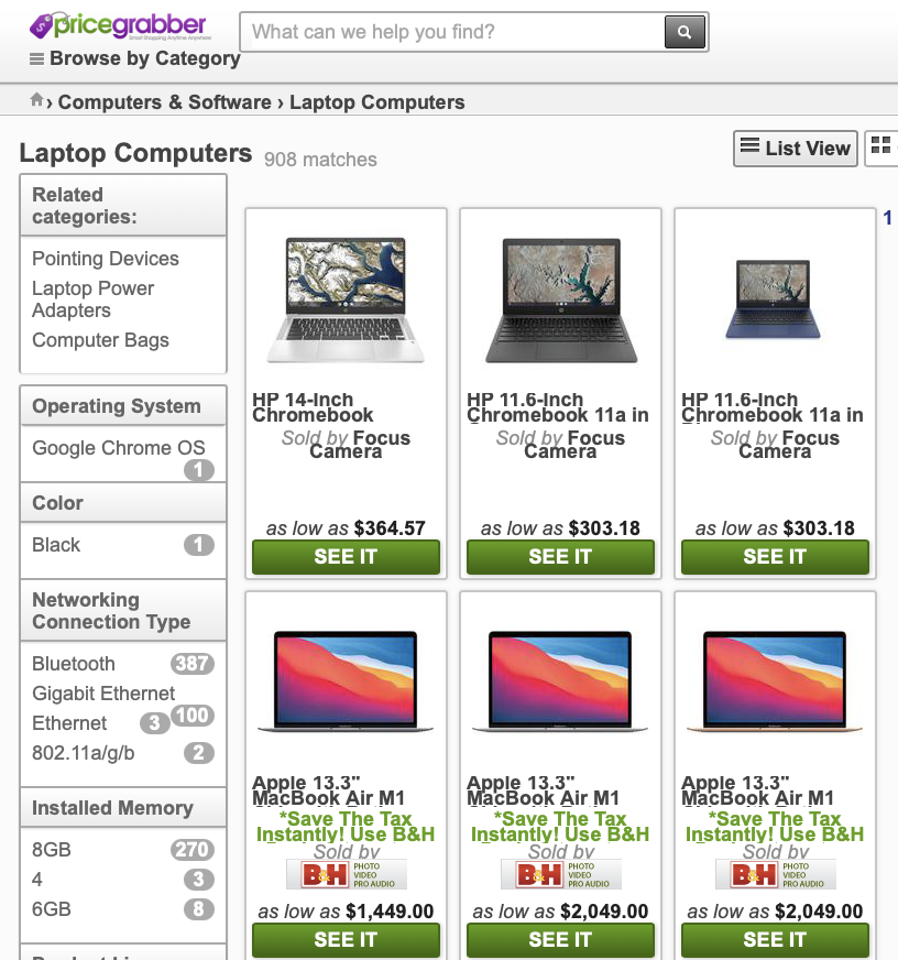 Price Catcher comparison website example