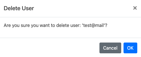 Delete User Confirmation