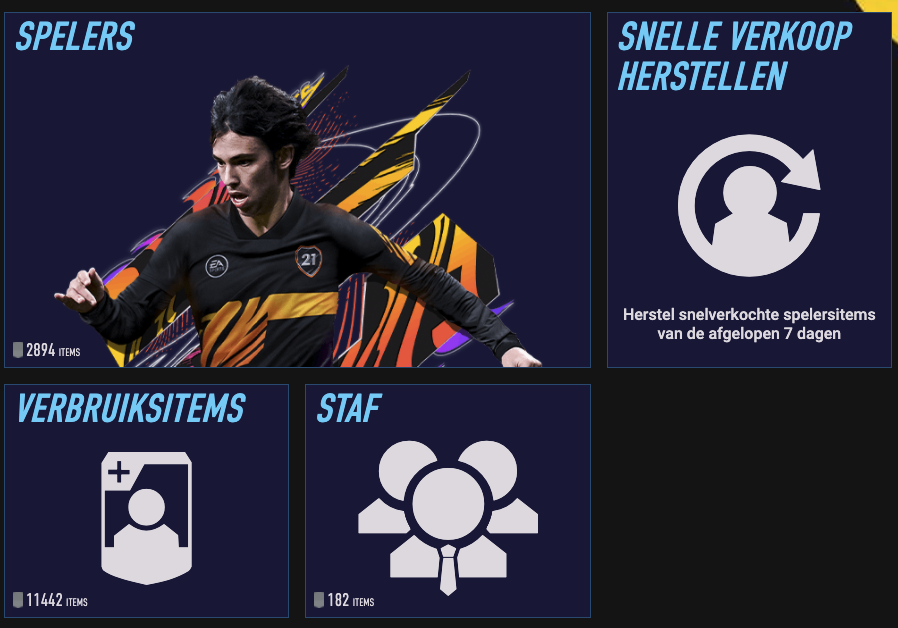 FIFA 21 Web App Club scherm