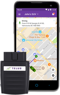 TELUS Drive+ Device Next to Device with App