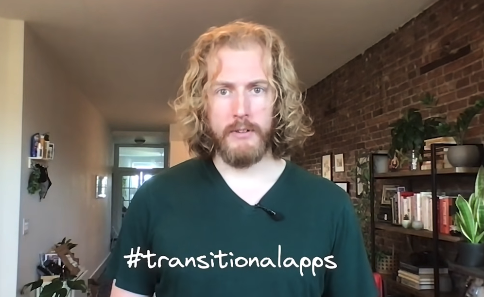 Rich Harris promiting the hashtag "transitionapps"