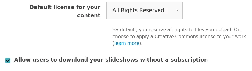 Slideshare dialog that includes a payment opt out