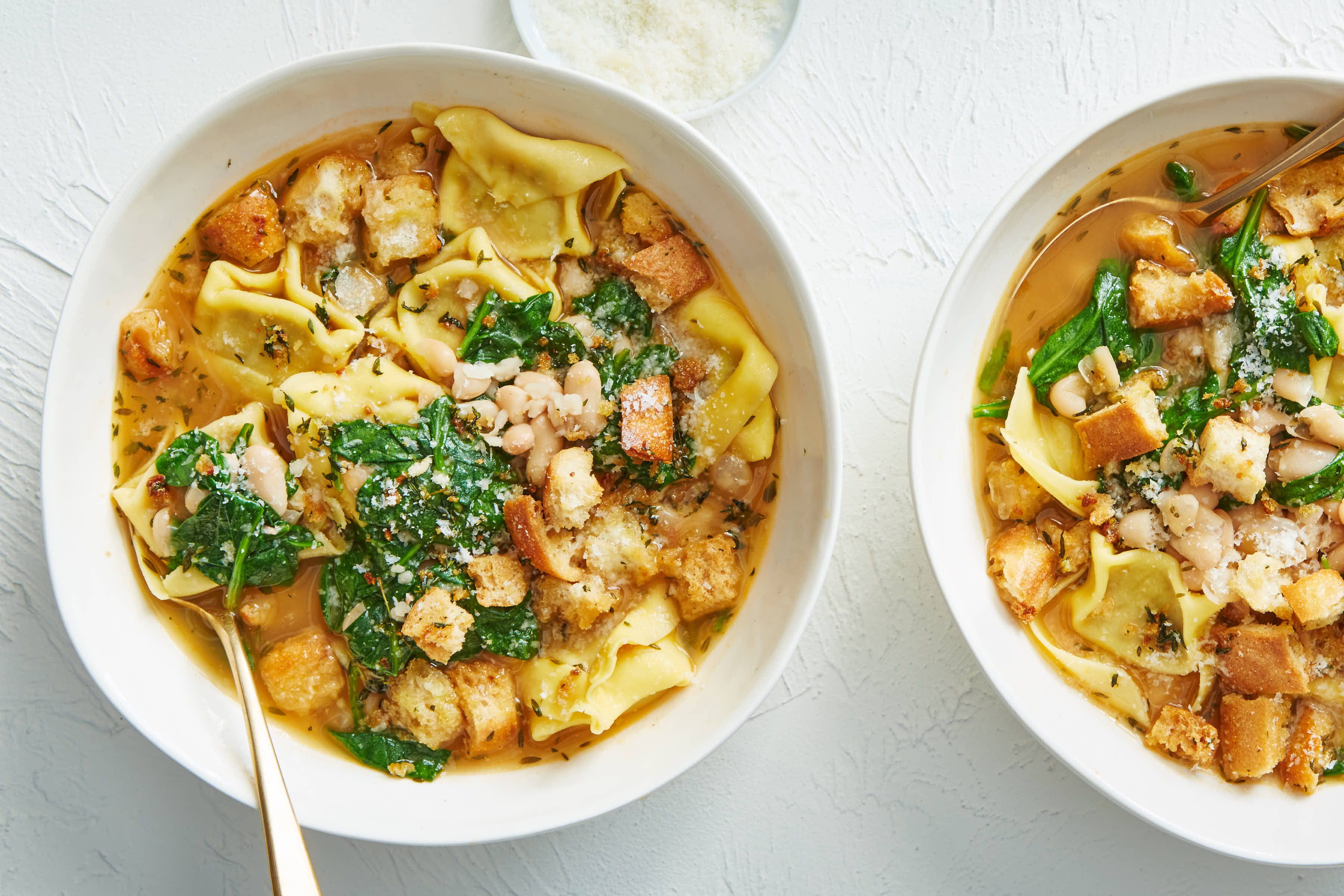 Tortelloni Minestrone with Garlicky Croutons