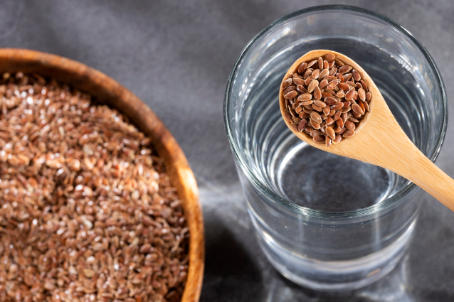 Flax seeds and water act as natural laxatives to ease constipation
